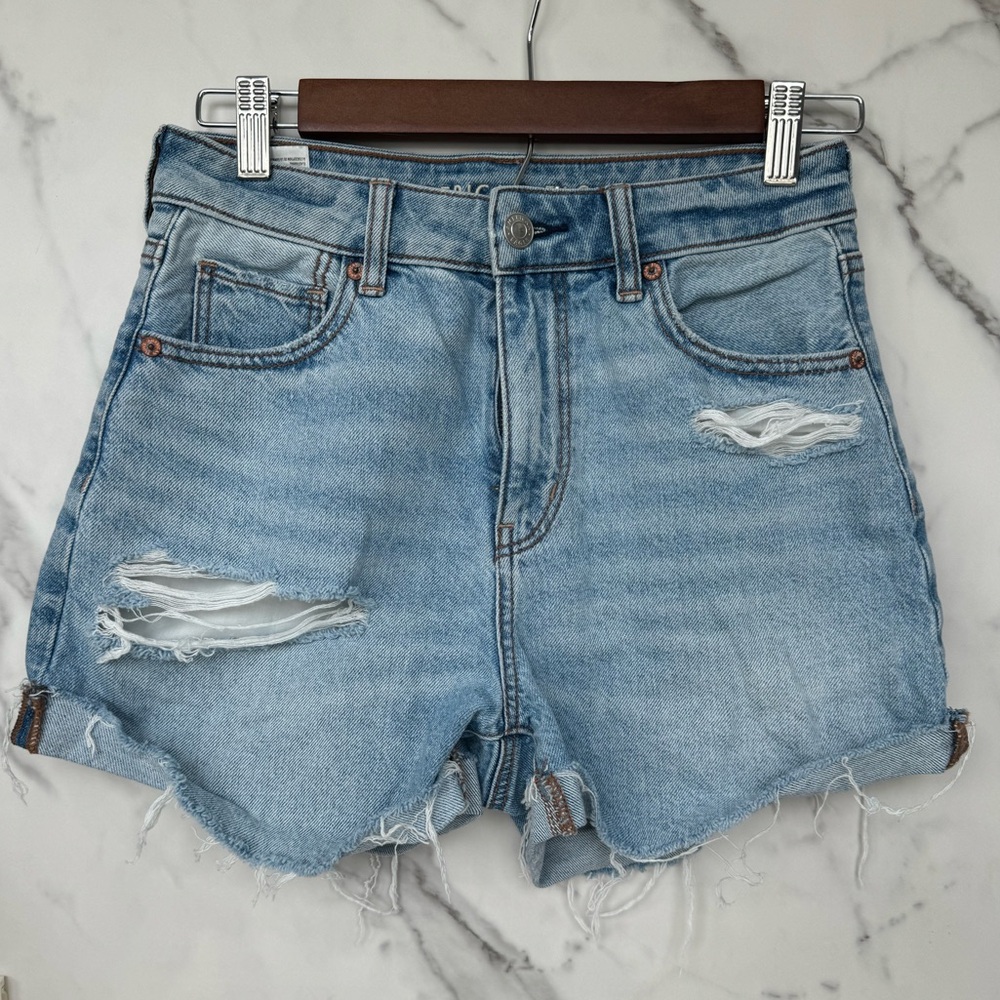 American Eagle High Waisted Denim Shorts with Folded Hem